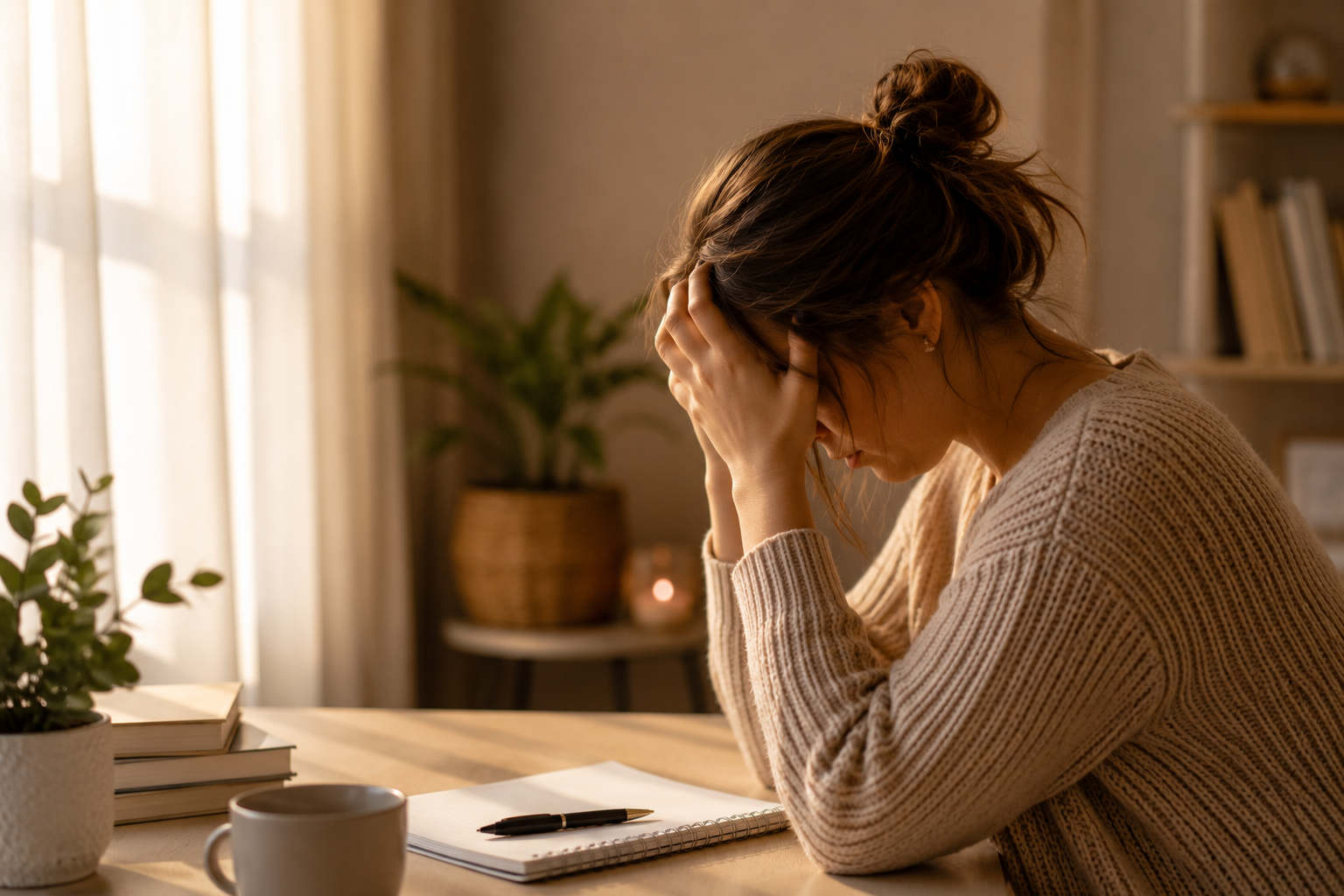 Pessoa em momento de exaustão emocional e autocobrança excessiva