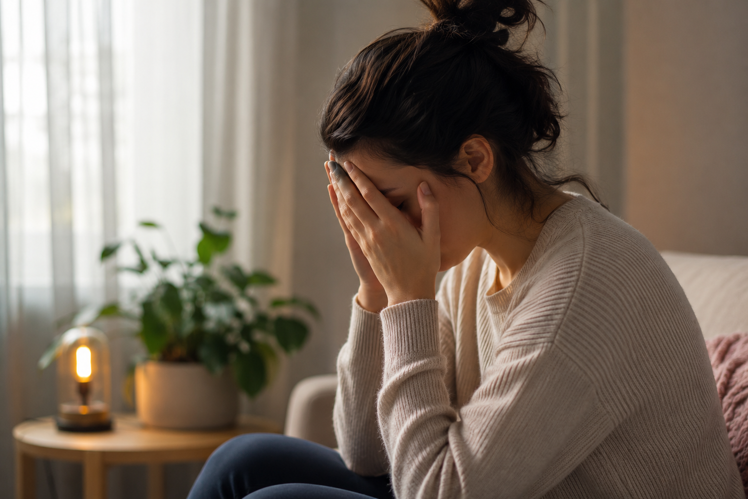Mulher em momento de acolhimento representando crise de ansiedade e sofrimento emocional